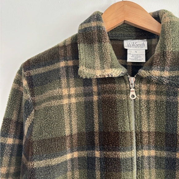Vintage Fleece Plaid Zip Up Cropped Coat - Picture 3 of 10